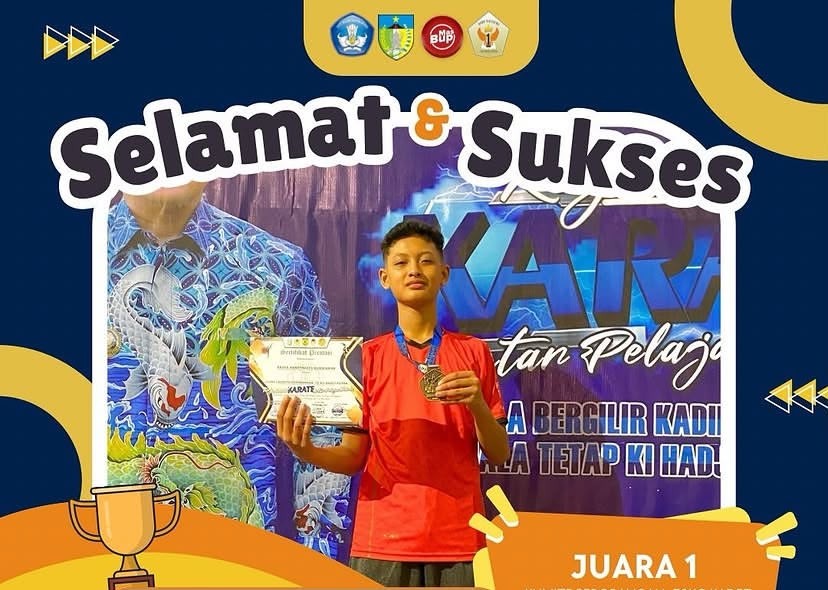 JUARA 1 KUMITE PERORANGAN -70KG KADET PUTRA PADA KEJUARAAN KARATE ANTAR PELAJAR TERBUKA JATIM [PIALA BERGILIR JAWA TIMUR DAN PIALA TETAP KI HAJAR DEWANTARA 2025]