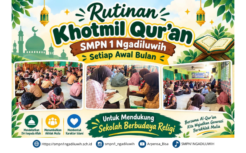 Khotmil Qur’an Awal Bulan, SMPN 1 Ngadiluwih Perkuat Budaya Religi di Lingkungan Sekolah